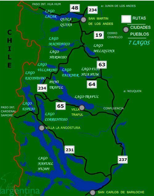 Mapa Ruta de los 7 Lagos
